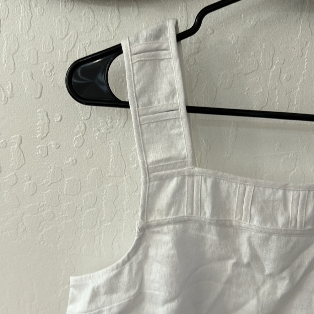 Madewell White Embroidered Tank Mini Linen Dress Pockets Eyelet 2 - Picture 7 of 12